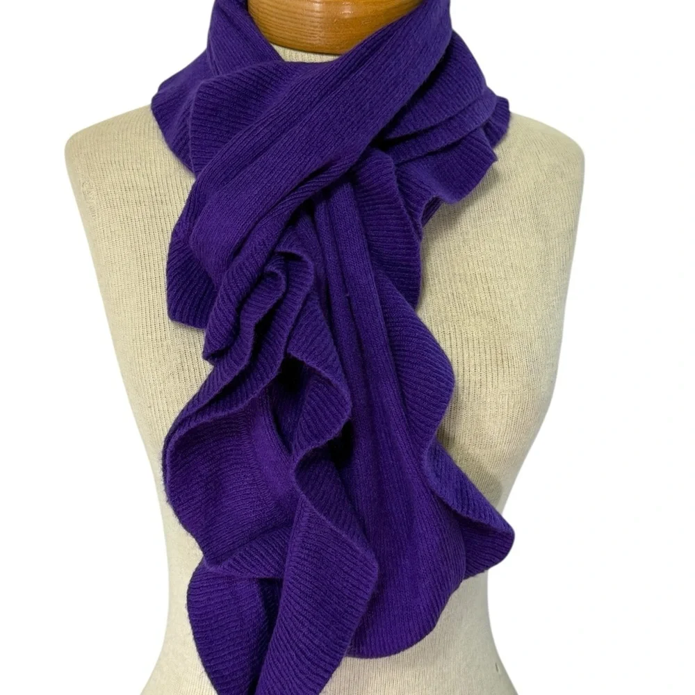 Purple Infinity Scarf Ruffled Edge Elegant Chic Cozy Warm Winter Cottagecore